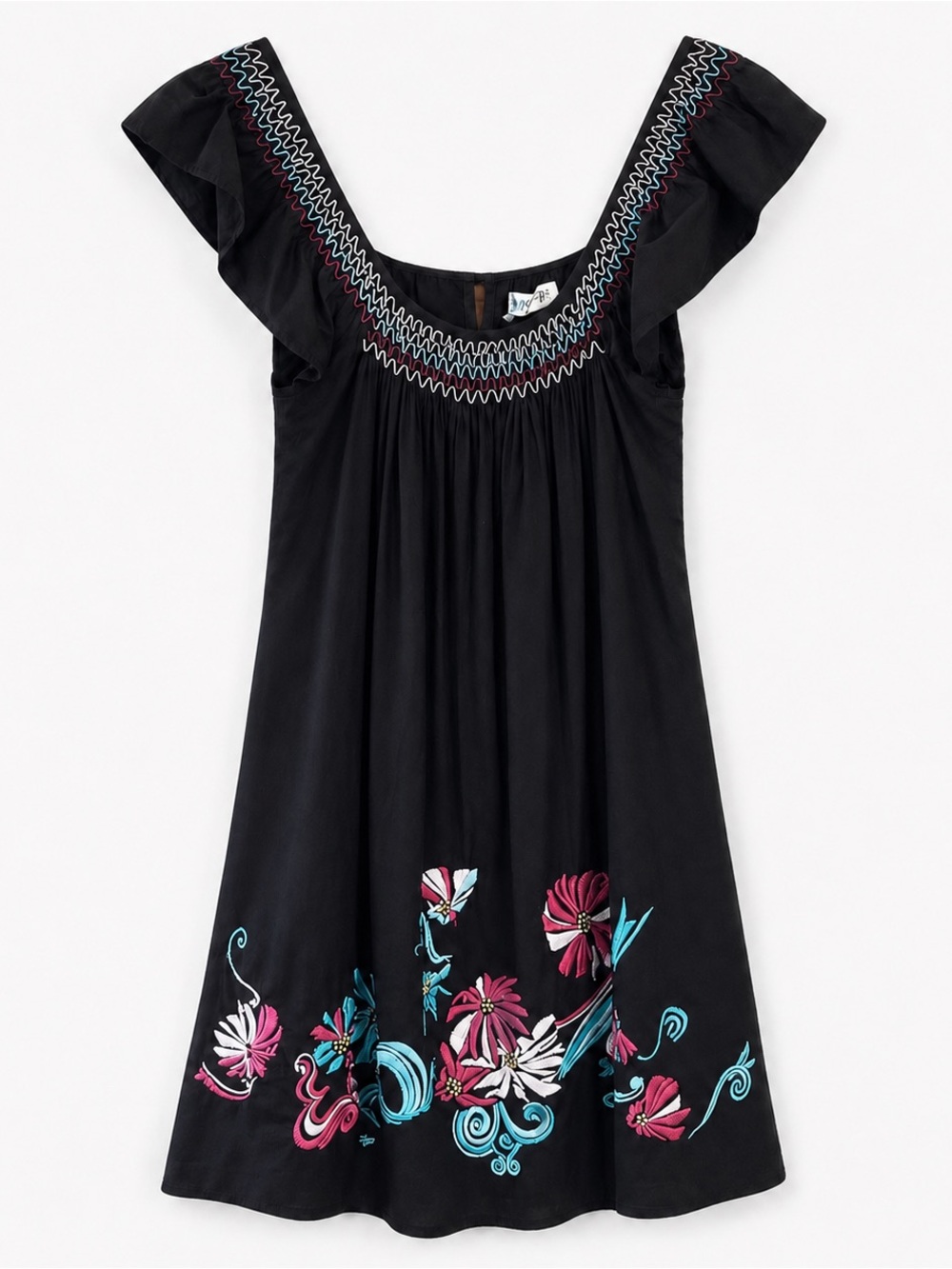 Sugarlips Black Mini Dress w/Gorgeous Hand Embroidery ~ Size S